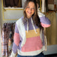 Purple Colorblock Sweater Hoodie