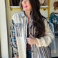 Cream Blue Plaid Button Up