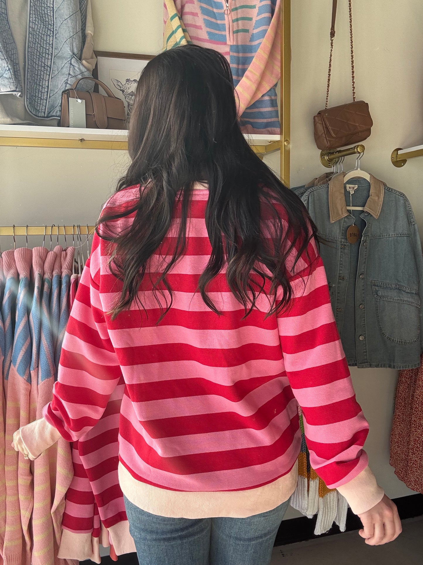 Stripe Terry Striped Pullover