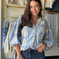 Blue 3D Floral Bubble Top