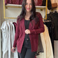 Burgundy Open Front Cardigan