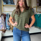 Olive Pointelle Stripe Sweater