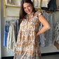 Mocha Vintage Boarder Tiered Dress