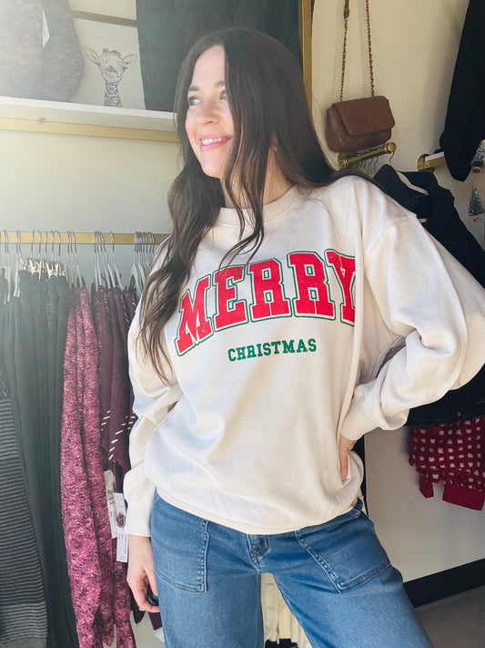 Ivory Merry Christmas Crewneck