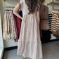 Brown Cap Sleeve Striped Dress