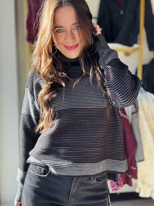 Two Tone High Low Turtleneck