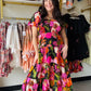 Midnight Bloom Smocked Midi Dress