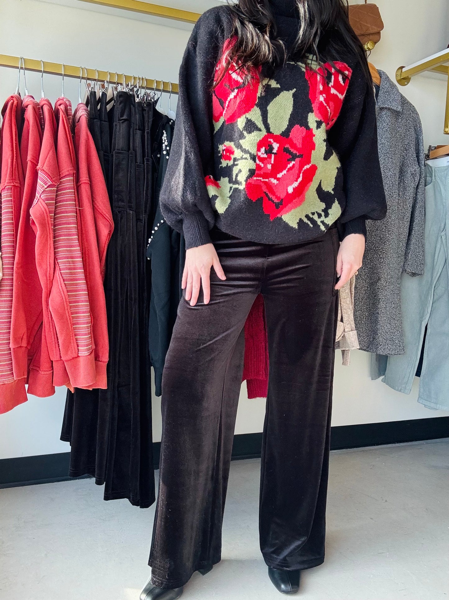 Regina Velvet Wide Leg Pants