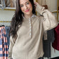 Latte Button Crewneck Sweater