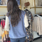 Blue Leopard Trim Sherpa Vest