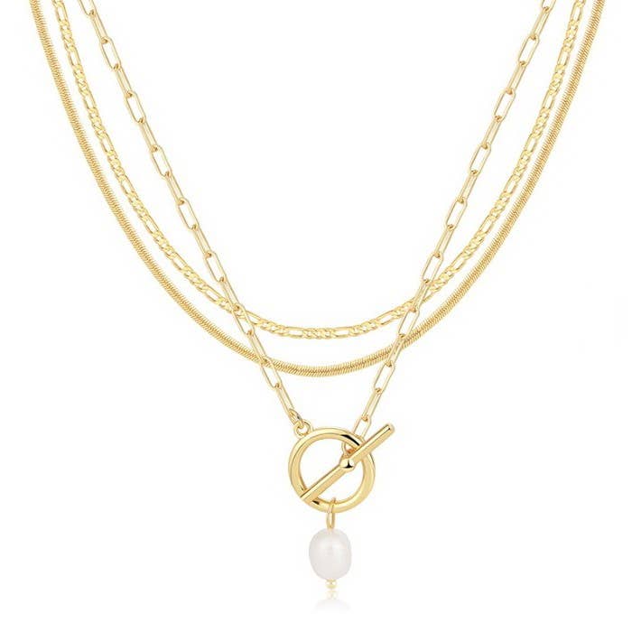18K STAINLESS STEEL TARNISH FREE LAYERED NECKLACE | 40NK9592