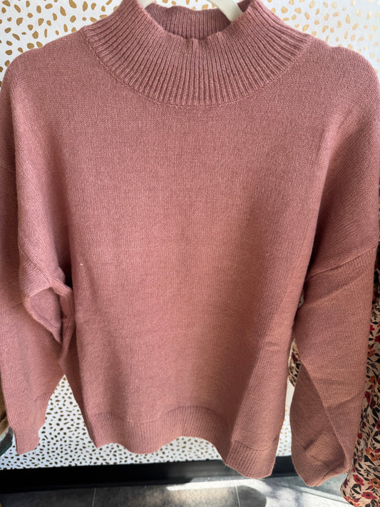 Mauve Mock-neck Sweater