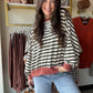 Olive & Rust Striped Pullover