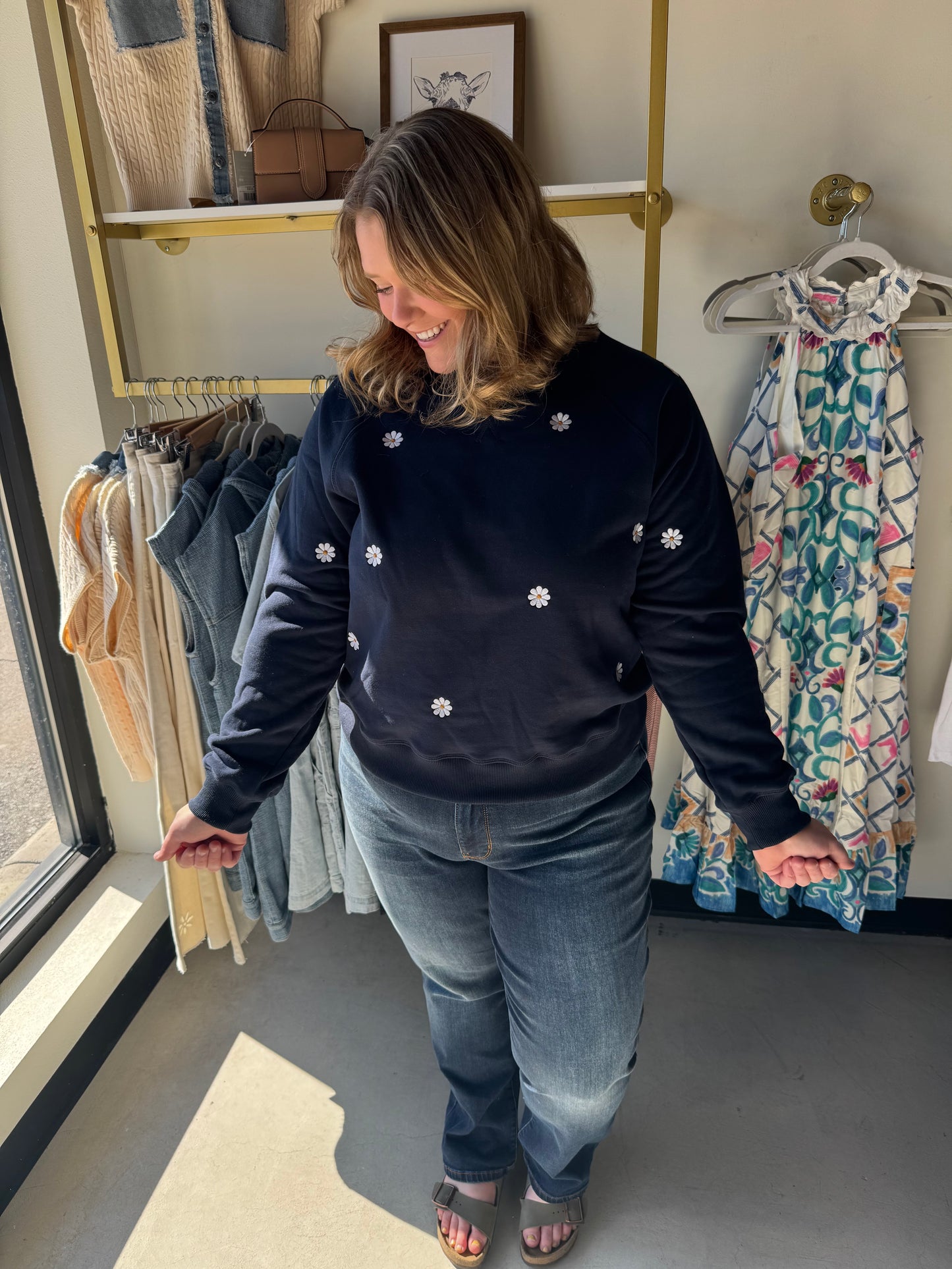 Daisy Embroidery Crewneck