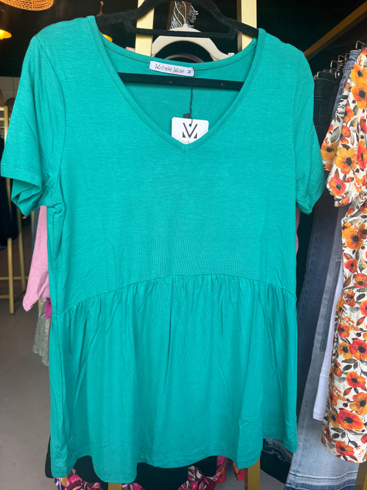 Teal Ava Peplum Top