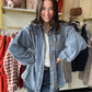 Blue Fringe Detail Shacket