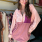 Pink Block Quarter Zip Pullover