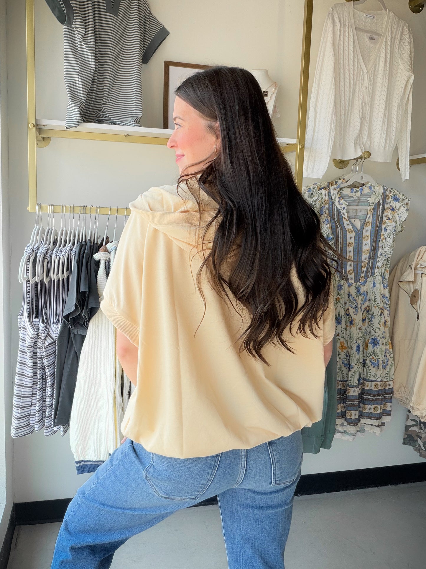 Taupe Short Sleeve Hoodie