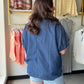 Chambray Vibrant Sleeve Dolman Top