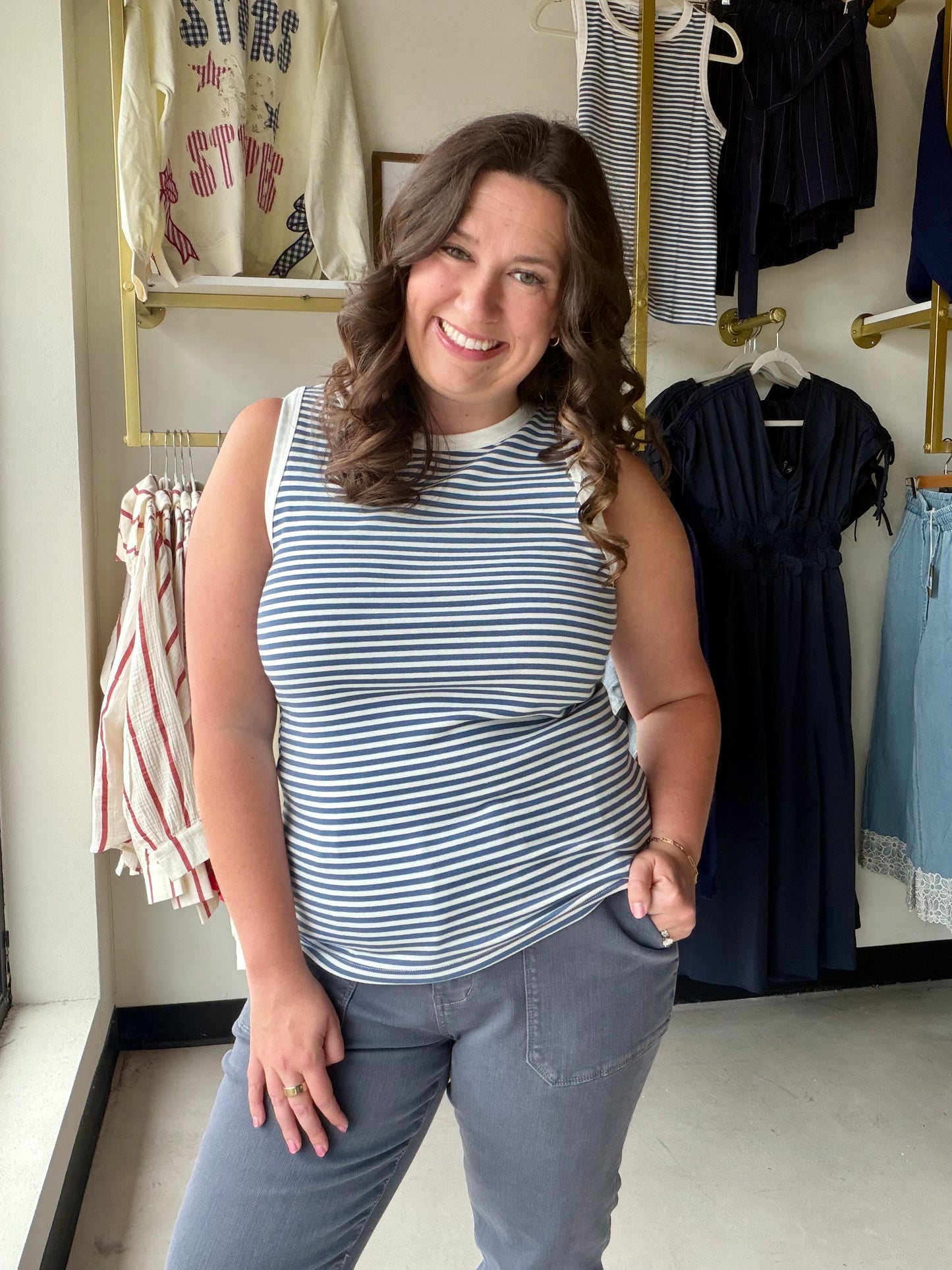 Blue & White Classic Stripe Tank