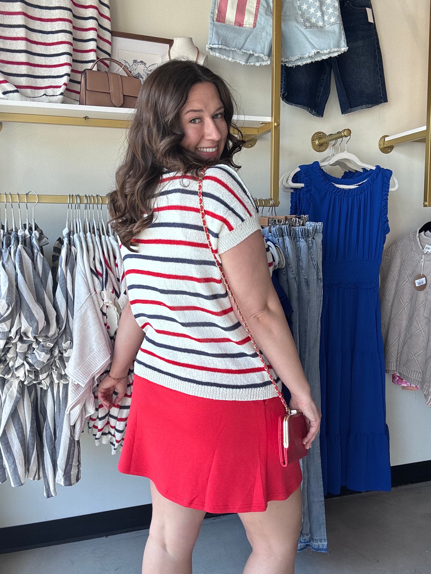 Americana Stripes Open Knit Top