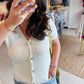 Off White Waffle Button Up Sweater