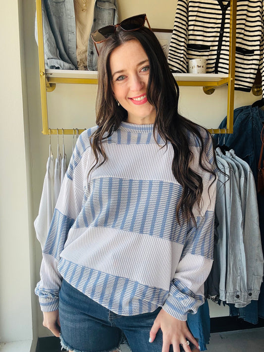 Denim Blue Striped Pullover