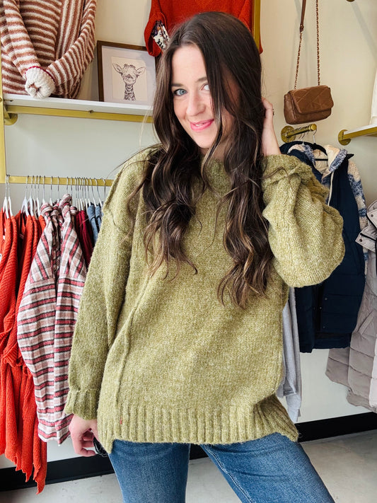 Olive Reverse Hem Sweater