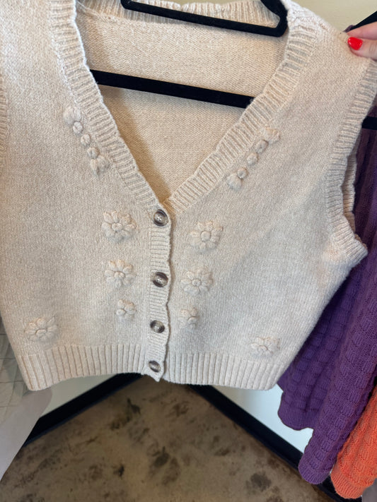 #4 Oatmeal Floral Sweater Vest
