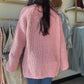 Rose Pink Chunky Knit Cardigan