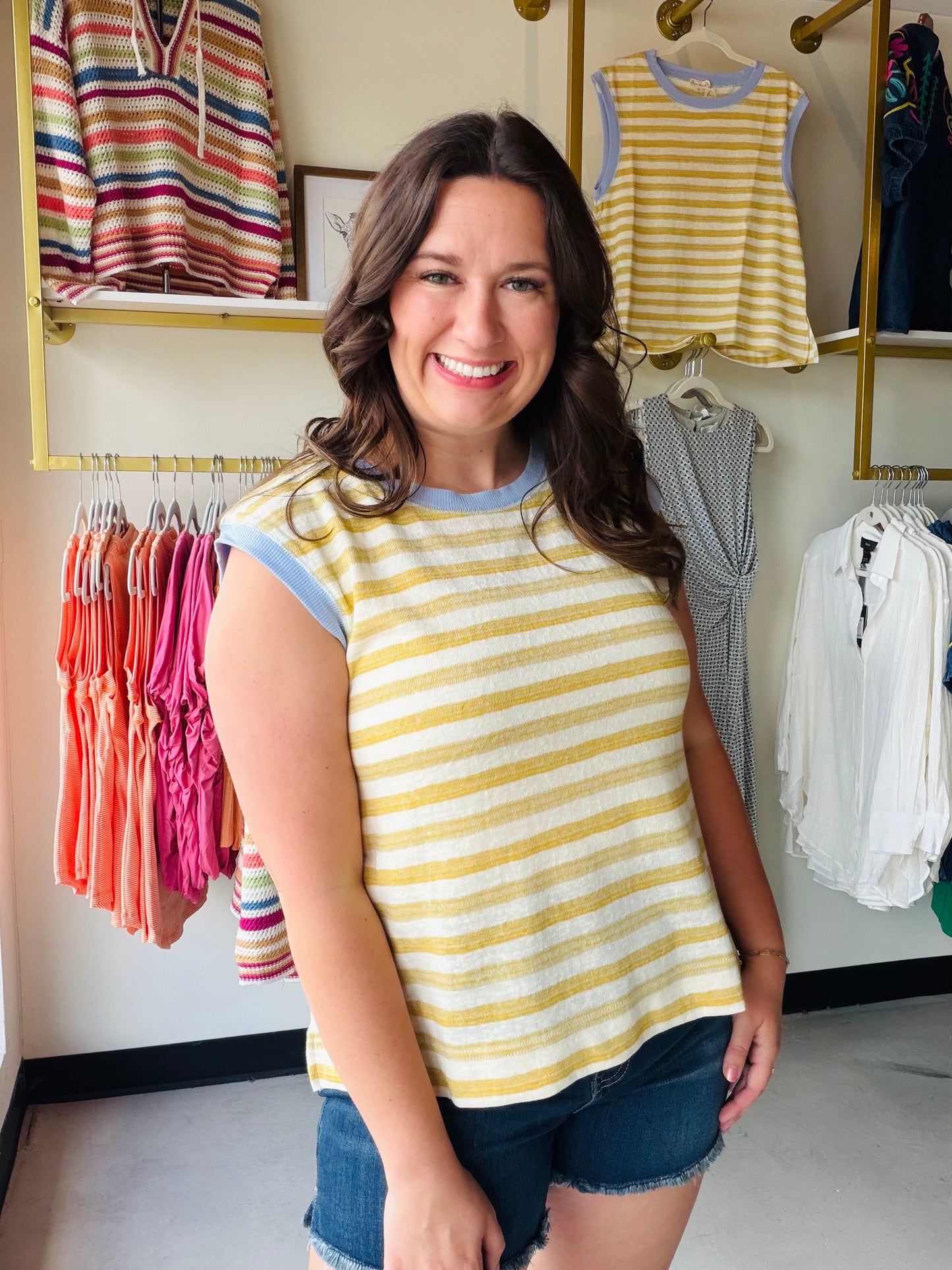 Lemon Blueberry Stripe Muscle Tank