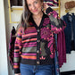 Striped floral maroon and pink cardigan