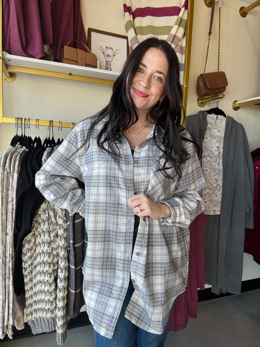 Slate Blue Plaid Button Down