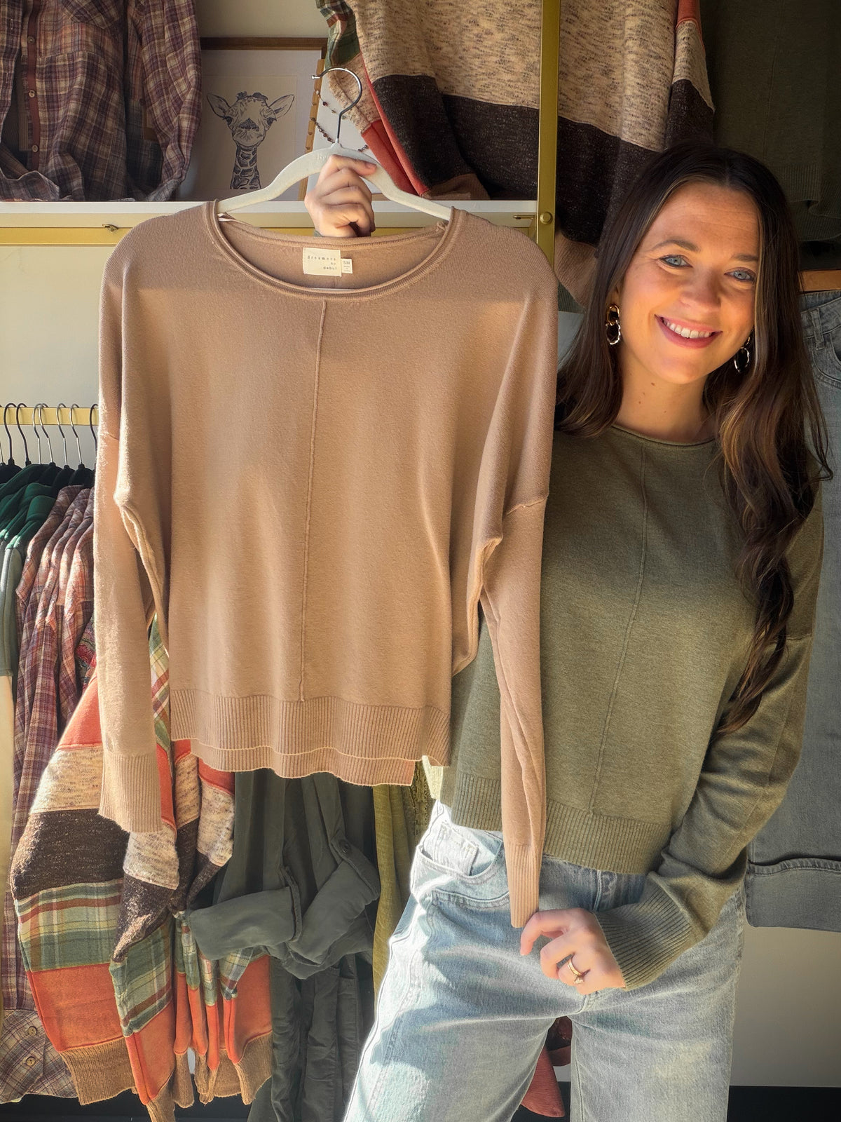 Heather Olive Round Neck Sweater