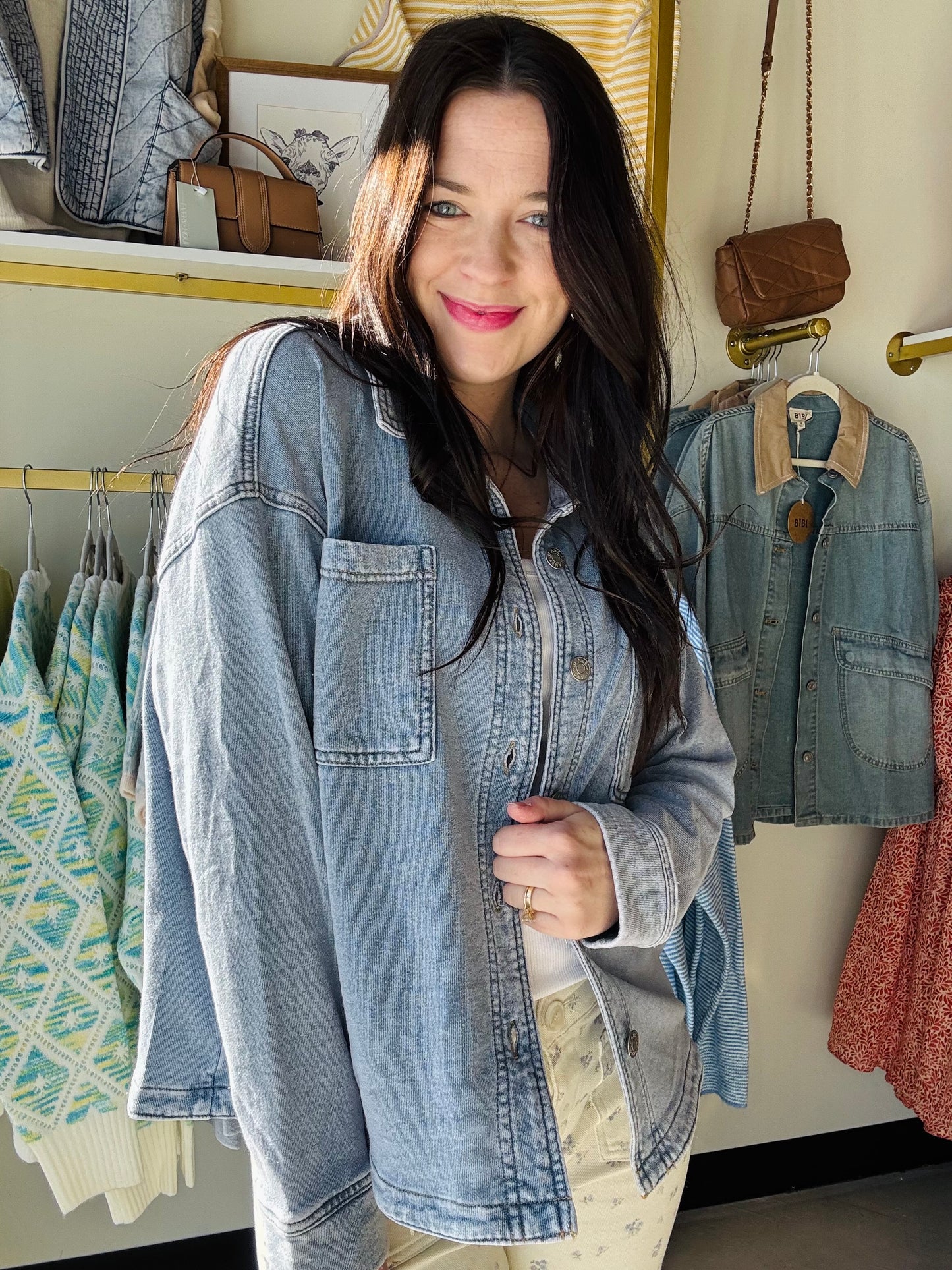 Light Denim Garment Dyed Shacket