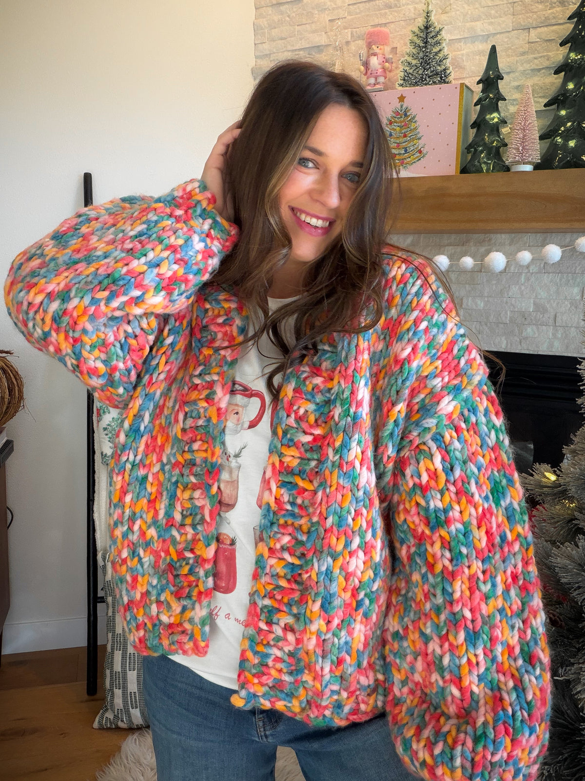 Chunky Yarn Confetti Cardigan