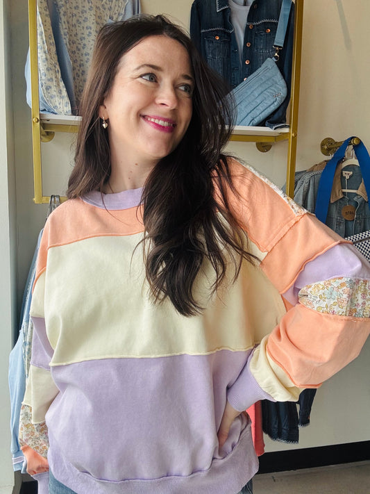 Peach Patch Floral Terry Top