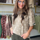 Jacquard Pleat Detail Short Sleeve Top
