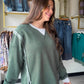 Army Green Acid Wash Pullover