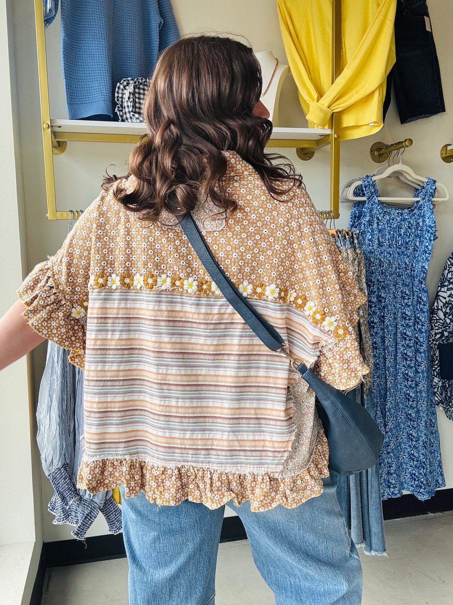 Mustard Mixed Patch Button Up