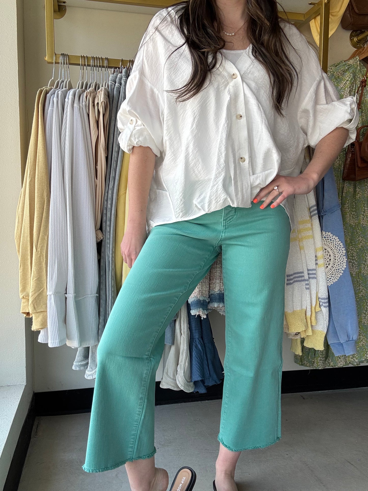 Island Green Cropped Chloe Denim - RFM