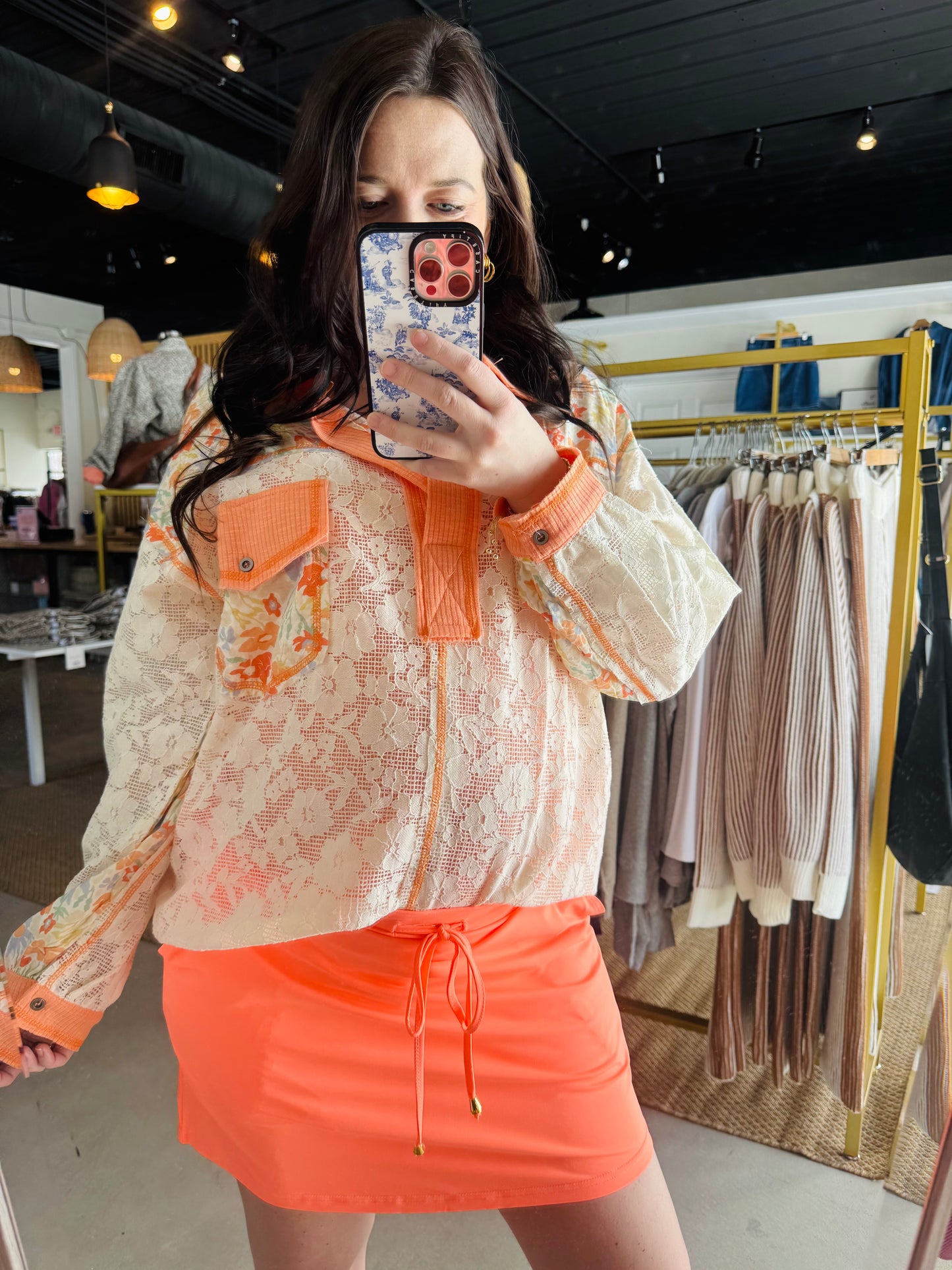 Solid Neon Coral Skort