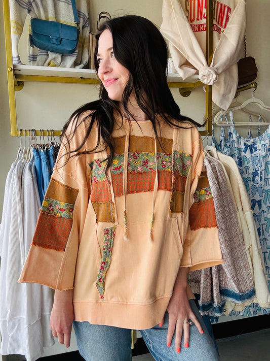Cantaloupe Print 3/4 Sleeve Hoodie