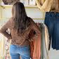 Animal Print Snap Front Knit Top