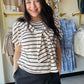 Black Stripe Shoulder Drape Top