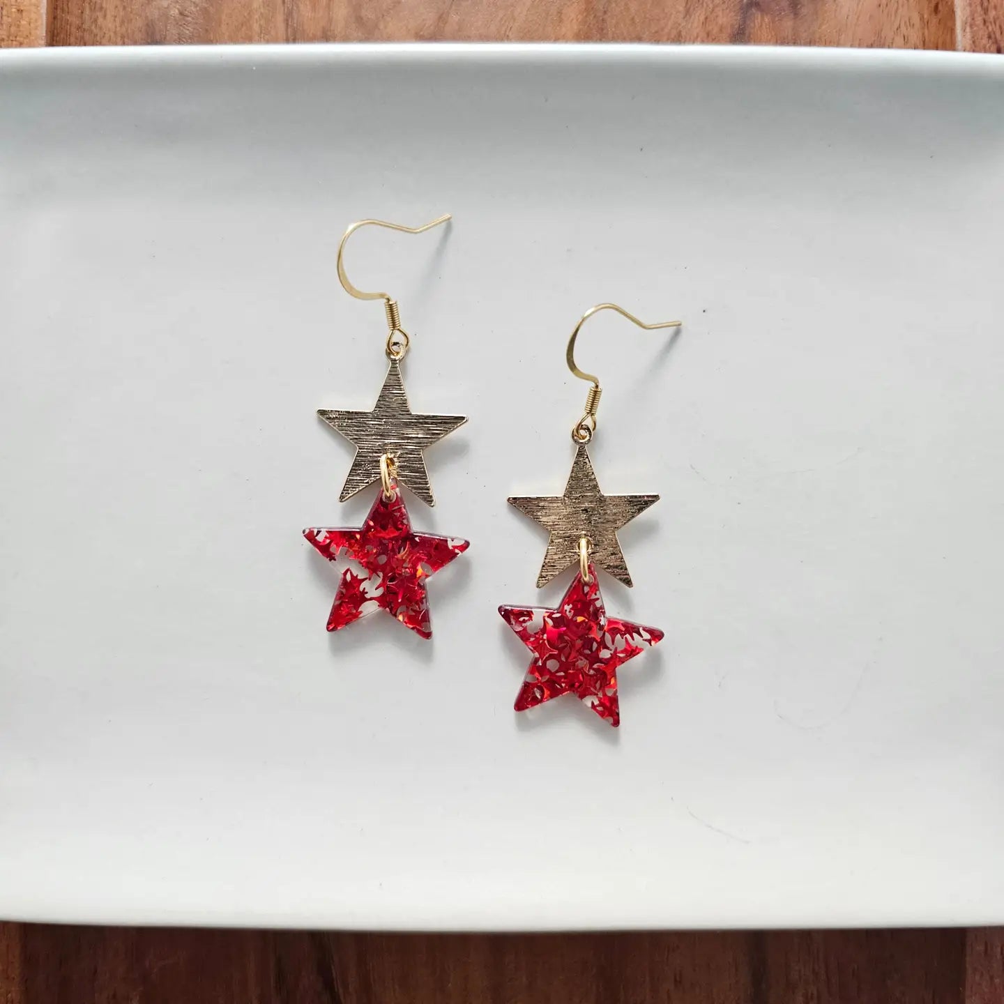 Red Starry Dangle Earrings