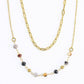 Narelle Waterproof Genuine Apatite & Tiger's Eye Double Row Beaded Dainty Necklace