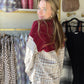 Burgundy Plaid Buttoned Shacket