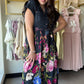 Navy Mix Floral Tie Waist Dress