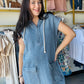 Cotton Denim Hoodie Dress